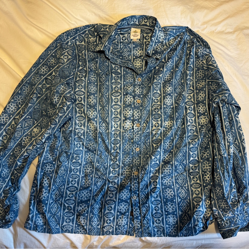 The Territory Ahead Blue Geometric Shirt Jacket